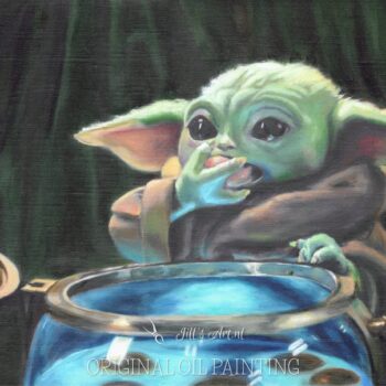 grogu star wars art oliverfschilderij baby yoda the child yodaart start warsart kunst grogu