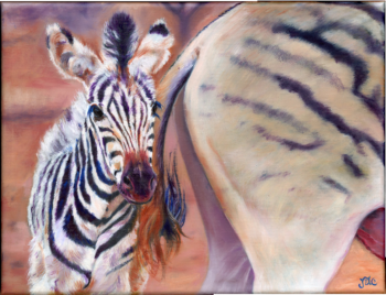 🟢 Origineel Olieverfschilderij | “Schattig zebraatje”