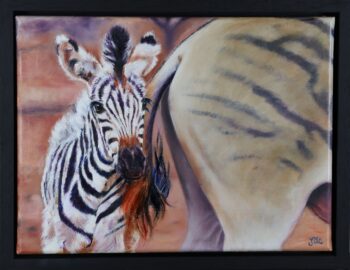 🟢 Origineel Olieverfschilderij | “Schattig zebraatje”